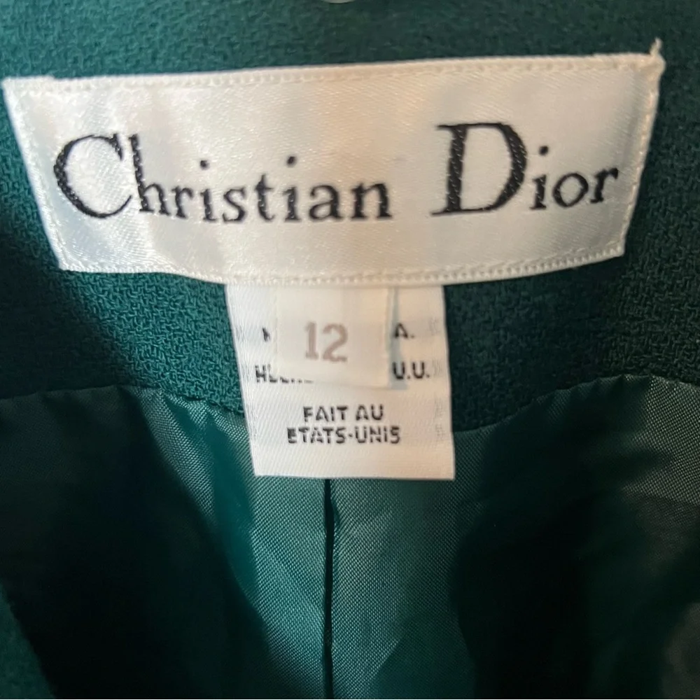 Christian Dior Vintage Wool Green Blazer Size 12